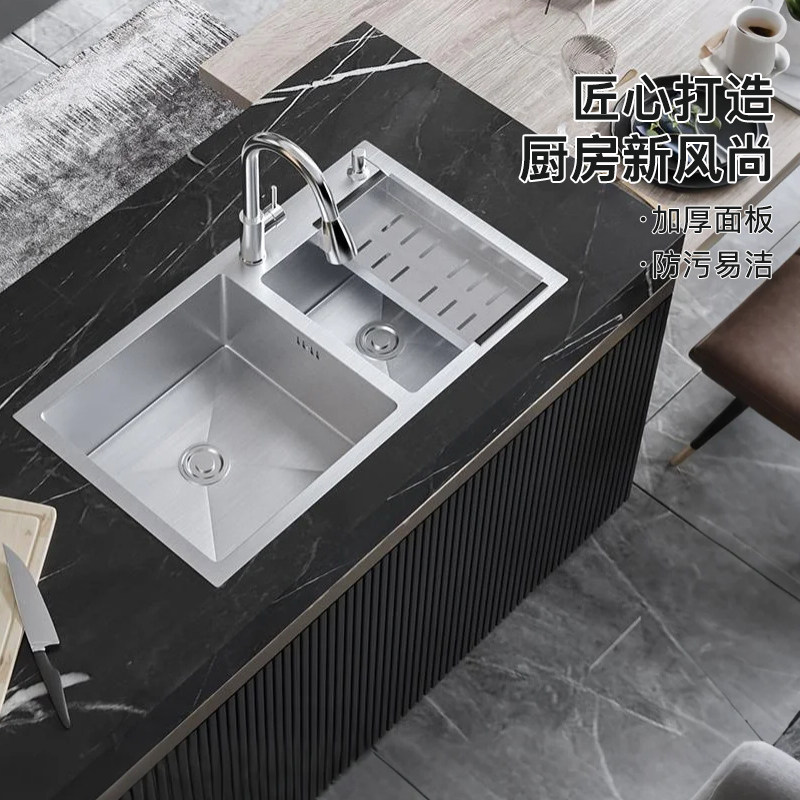 包安装洗菜盆厨房水槽304不锈钢双槽洗碗池手工台上台下盆