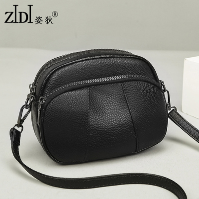 包包女牛皮三层拉链2025新款时尚真皮单肩包女百搭斜挎多层小包包
