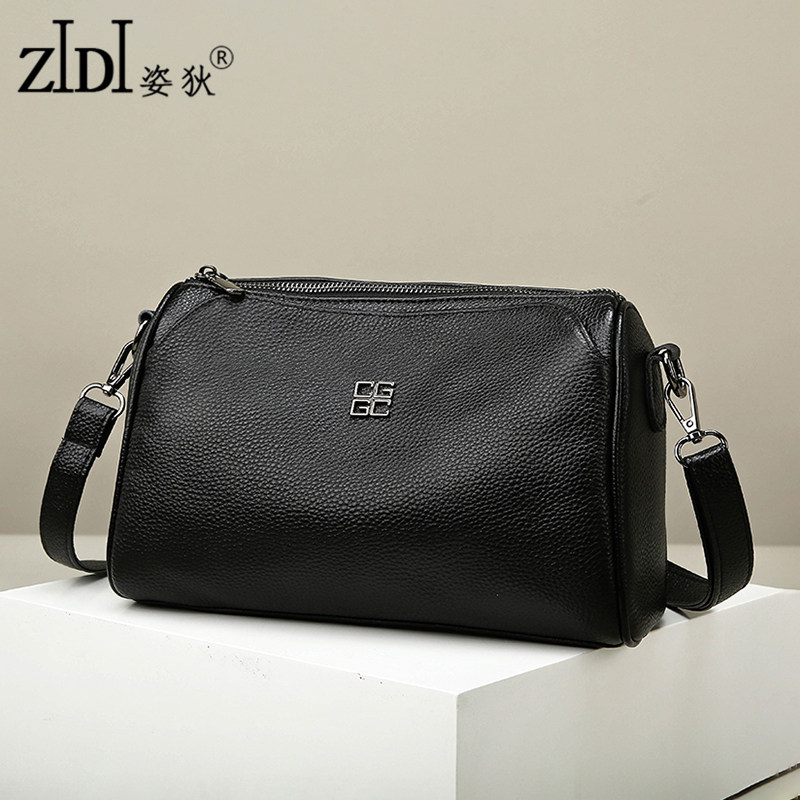 真皮斜挎包包女士2025新款头层牛皮单肩女式妈妈款多层软皮小方包