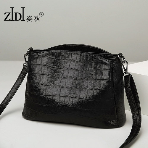 头层牛皮包包女2026新款时尚鳄鱼纹真皮水桶包女式百搭单肩斜挎包