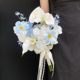 蓝色婚礼领证新娘手捧花仿真花兰花 自然小清新户外婚纱摄影假花