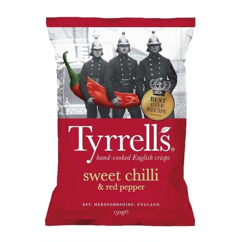 英国进口Tyrrells泰瑞甜辣椒红辣椒非油炸薯片网红零食抱辣椒薯片