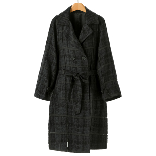 西装 迪春装 领双排扣提花格子风衣外套119 梦 1599西湖阁老