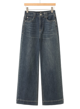 439西湖阁老【兰】春装 含再生纤维素纤维宽脚简约牛仔阔腿裤057