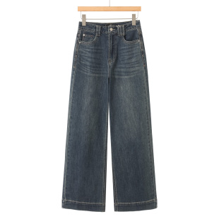 含再生纤维素纤维宽脚简约牛仔阔腿裤 春装 057 兰 439西湖阁老