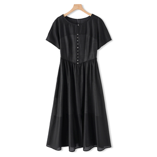圆领小排扣内里开叉天丝连衣裙216弜 夏季 84%莱赛尔 兹