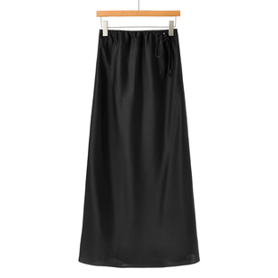 高腰系绳坠过膝松紧A字半身裙750 春装 599西湖阁老