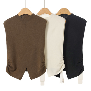 春装 栖 开叉露脐褶皱修身 无袖 914 459 针织衫 26%绵羊毛