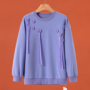 立体玫瑰花飘带宽松棉卫衣041琳 春季 699西湖阁老 栖