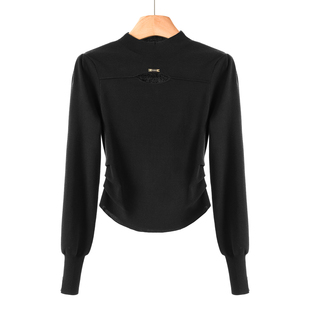 50%莱赛尔天丝纤维 镂空半高领收腰针织衫 绍 201 春季 499