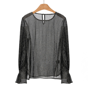 兹 开叉T恤小衫 春装 含桑蚕丝喇叭袖 092 绍 86%粘胶纤维