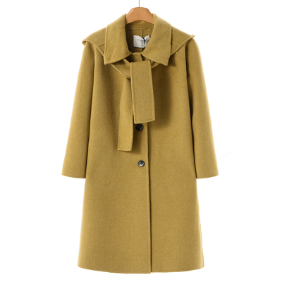 1299 94%绵羊毛+5%山羊绒【卡拉】冬装连帽可拆卸双面呢外套812