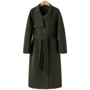 冬装 妍B 翻领系腰带双面呢长毛大衣301 20%羊驼 1999