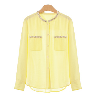 石头扣水钻圆领衬衫 689 春装 062 74%再生纤维素纤维