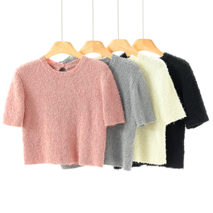 毛针织衫 西湖阁老 小众设计短袖 韩货春季 339