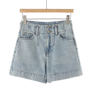 499西湖阁老 夏装 高腰宽腿休闲小个显瘦牛仔短裤 928弜 栖