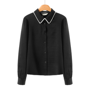 针织拼接翻领极简风通勒衬衫 599 冬装 熠 107 70%粘纤