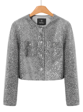 799西湖阁老【桑S】春季 *绍 闪闪珠片绒毛面小香风外套107