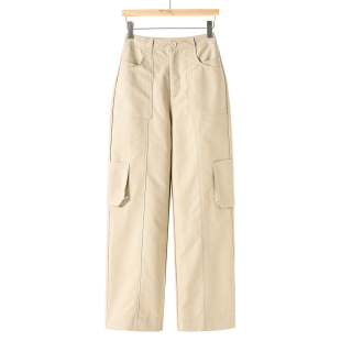 裤 西湖阁老 帅气感棉高腰大口袋直筒工装 韩货春季 628