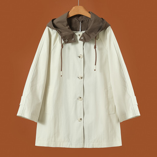 绍 699西湖阁老 帛 26春装 宽松风衣外套195 拼接连帽插肩袖