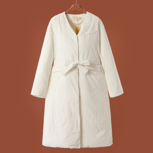 吸磁扣系腰带开叉过膝羽绒服164 冬装 5399鹅绒服 捷