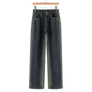 内磨绒垂坠感拖地直筒牛仔裤 冬季 001 兰 469西湖阁老