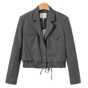 669西湖阁老 春装 拼接抽绳摆酷辣显高挑短西装 外套366 芙