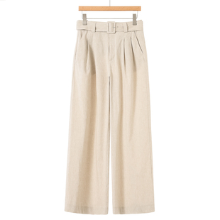 高腰气质抽褶显瘦含粘纤直筒裤 739 春装 文 618 西湖阁老