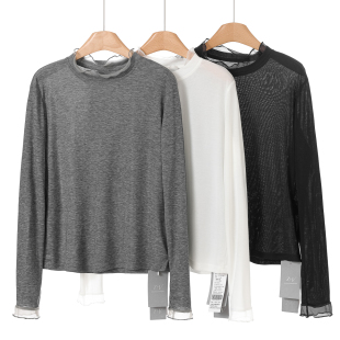 含天丝花边拼接打底罗纹T恤111 春装 429西湖阁老 境