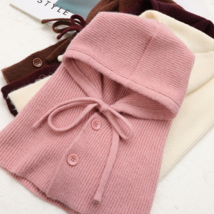 保暖帽子围巾一体针织护耳系带帽子366 冬装 59西湖阁老 熠