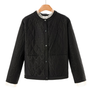 花边雪纱拼接小香风摁扣短羽绒服819 冬装 西湖阁老 弟