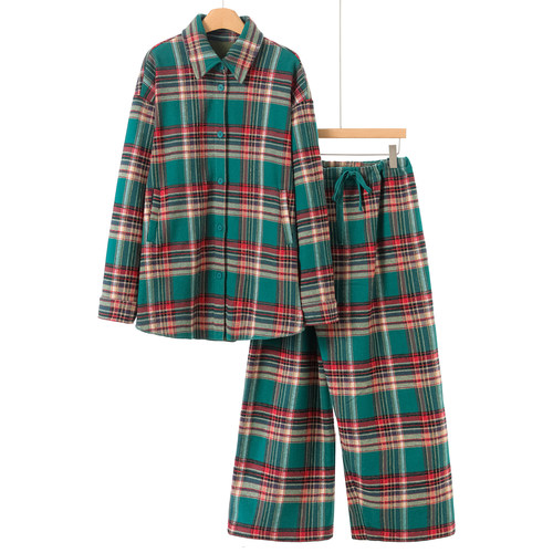 西湖阁老【AE】设计师冬装 衬衫外套+系带高腰阔腿裤加绒套装023