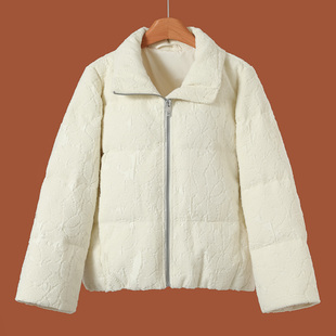 压纹暗花温柔娴熟立领短羽绒服290鸥 冬装 西湖阁老 慧