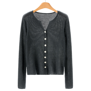 春季 569 31%绵羊毛 兰 针织外套073 缺口圆领简约修身