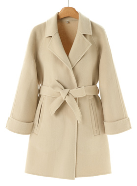 5%驼绒+5%羊绒【妃】冬装*绍 插肩袖暗扣双面呢长毛大衣521