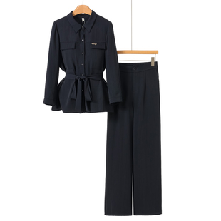 绍 春装 系腰带上衣 松紧宽脚裤 623 西湖阁老 两件套套装 珂