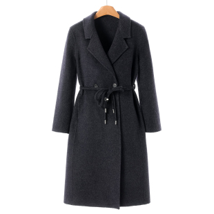 西装 冬装 领双系绳绵天丝双面呢长毛大衣090 之 5%山羊绒
