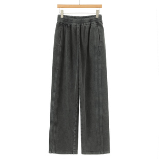 659西湖阁老 春装 松紧高腰做旧复古风全棉毛圈直筒裤 186 艾F