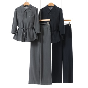 绍 春装 系带上衣 松紧阔腿裤 203 45%莱赛尔 两件套套装 珂