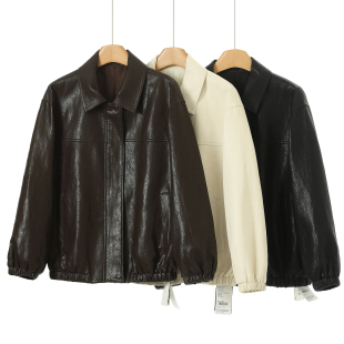 拉春装 韦 做旧翻领酷飒机车风皮衣外套617 绵羊皮 1999