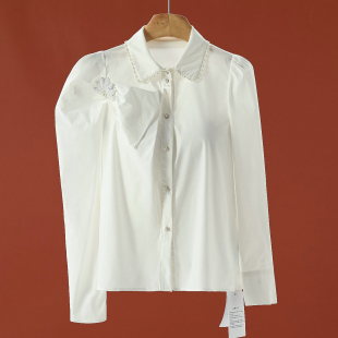 串珠立体花蝴蝶结开叉衬衫 699 春季 栖 049 32%锦纶