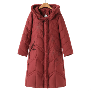 复古刺绣 冬装 真水貂毛条皮草羽绒服619 缘纳YL 3350鹅绒服