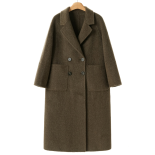 绵羊毛方形袋插肩袖 冬季 双面呢长毛大衣202 之 10%驼绒