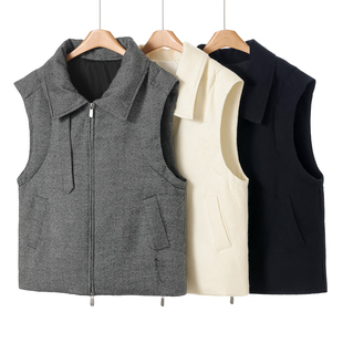 翻领袢带羊毛拉链款 鹅绒服 冬装 当季 休闲马甲羽绒服066 述