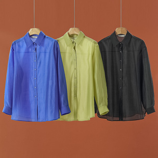 85%粘胶纤维 衬衫 熠 翻领单排扣宽松纯色长袖 001 夏装 399