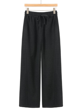 599 30%粘纤【兰】春装 系带高腰含醋纤松紧阔腿裤071