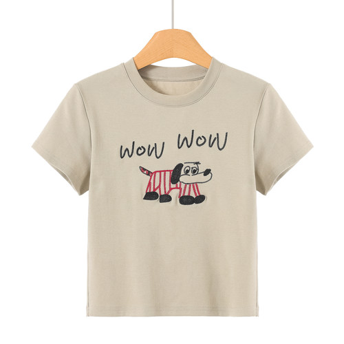 239西湖阁老【兰】春装 正肩修身亲肤舒适刺绣短袖T恤019