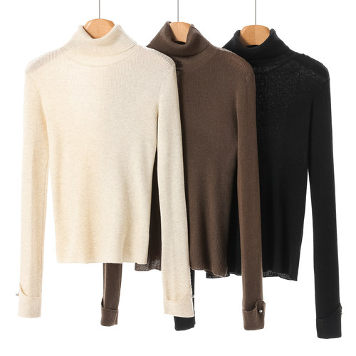 589西湖阁老【TH】冬装 亲肤绵羊毛卷高领打底针织衫150