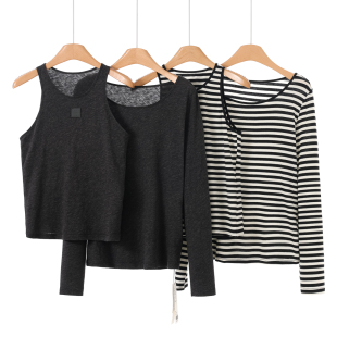 低圆领T恤 559 春装 栖 背心两件套611 30%莱赛尔纤维