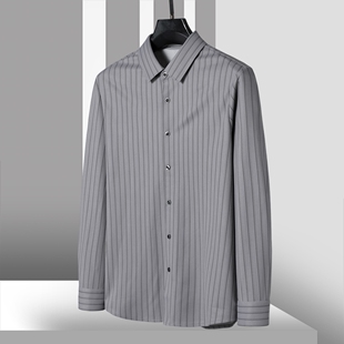 含山羊绒商务绅士条纹衬衫 1198男装 春装 冰 653 西湖阁老